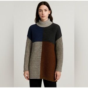 Uterqüe Oversized Colorblock Knit Sweater-Made In Iceland- Loose Gauge Laganlook